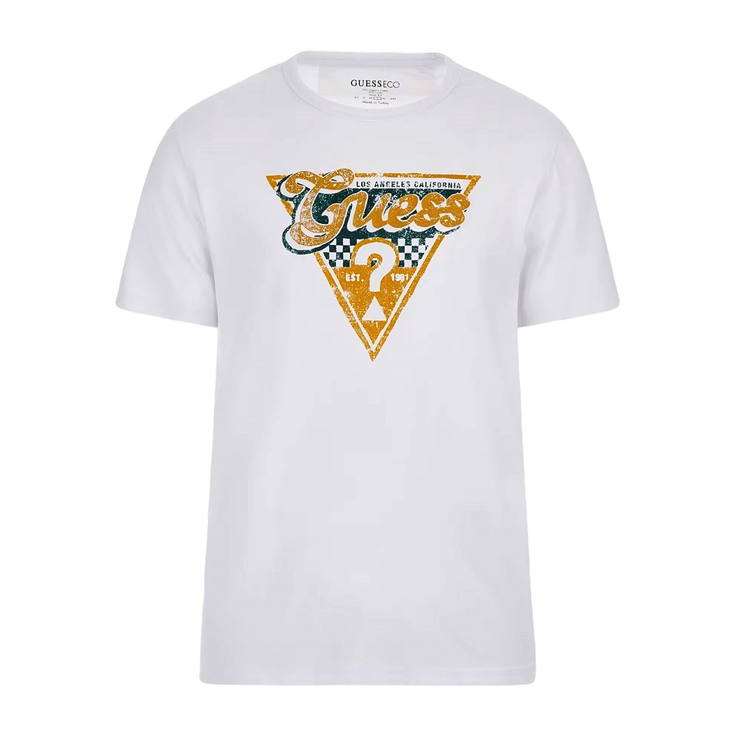 GUESS T-SHIRT UOMO MAGLIA COTONE JERSEY STRETCH LOGO TRIANGOLO M4RI06I3Z14