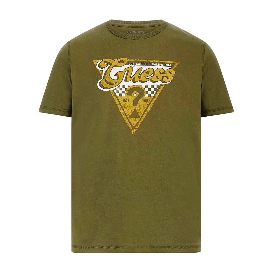 GUESS T-SHIRT UOMO MAGLIA COTONE JERSEY STRETCH LOGO TRIANGOLO M4RI06I3Z14