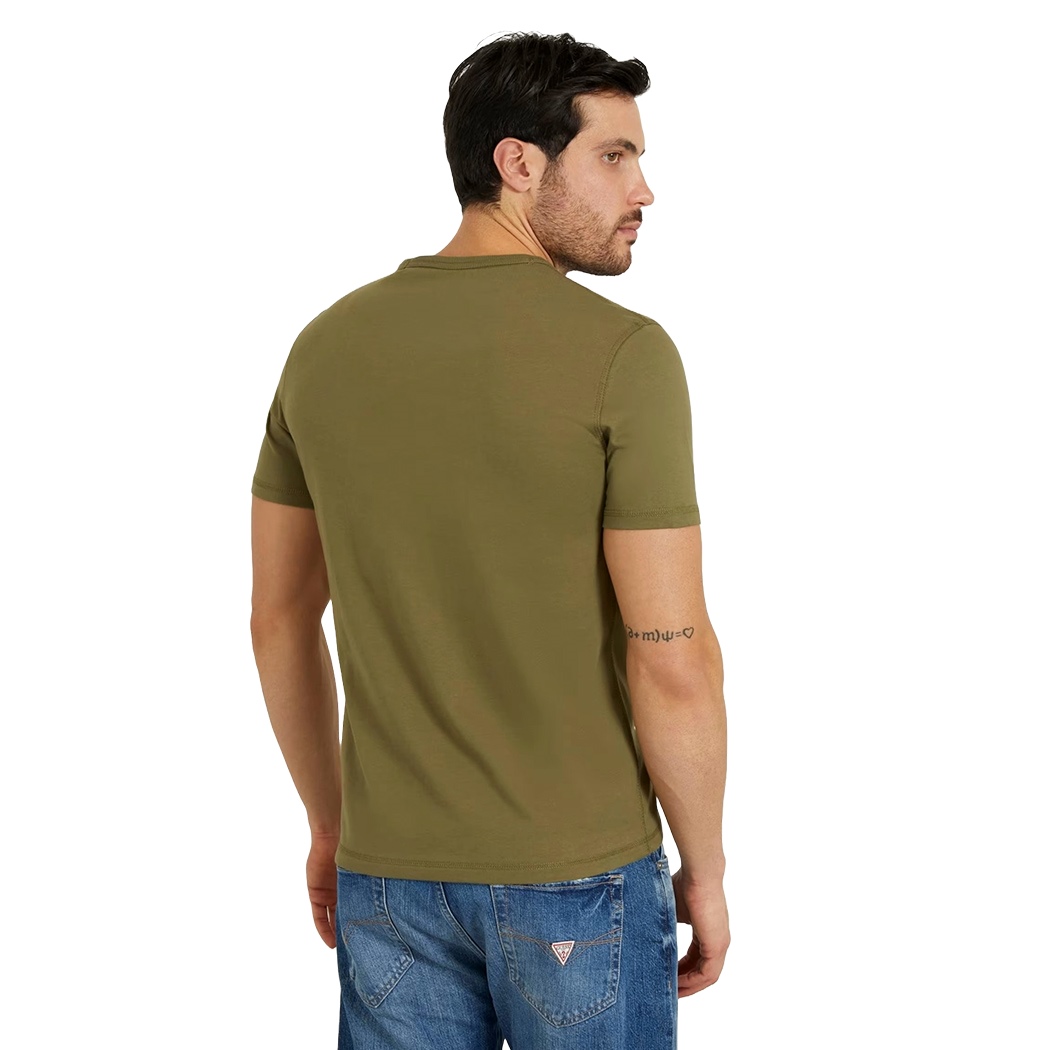 GUESS T-SHIRT UOMO MAGLIA COTONE JERSEY STRETCH LOGO TRIANGOLO M4RI06I3Z14