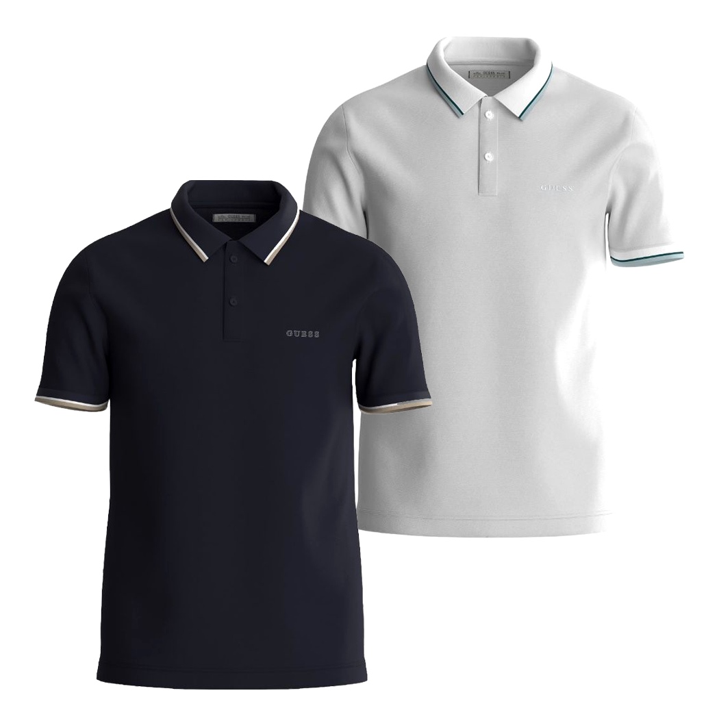 GUESS POLO UOMO T-SHIRT PIQUET COTONE STRETCH MAGLIA ESTATE SPORT M4GP60K7O64