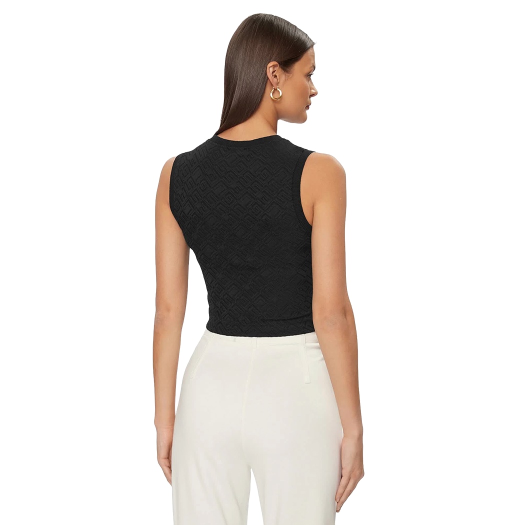 GUESS TOP DONNA CANOTTIERA CANOTTA CORTA MAGLIA LOGATA STRETCH W4GP52KBYN0