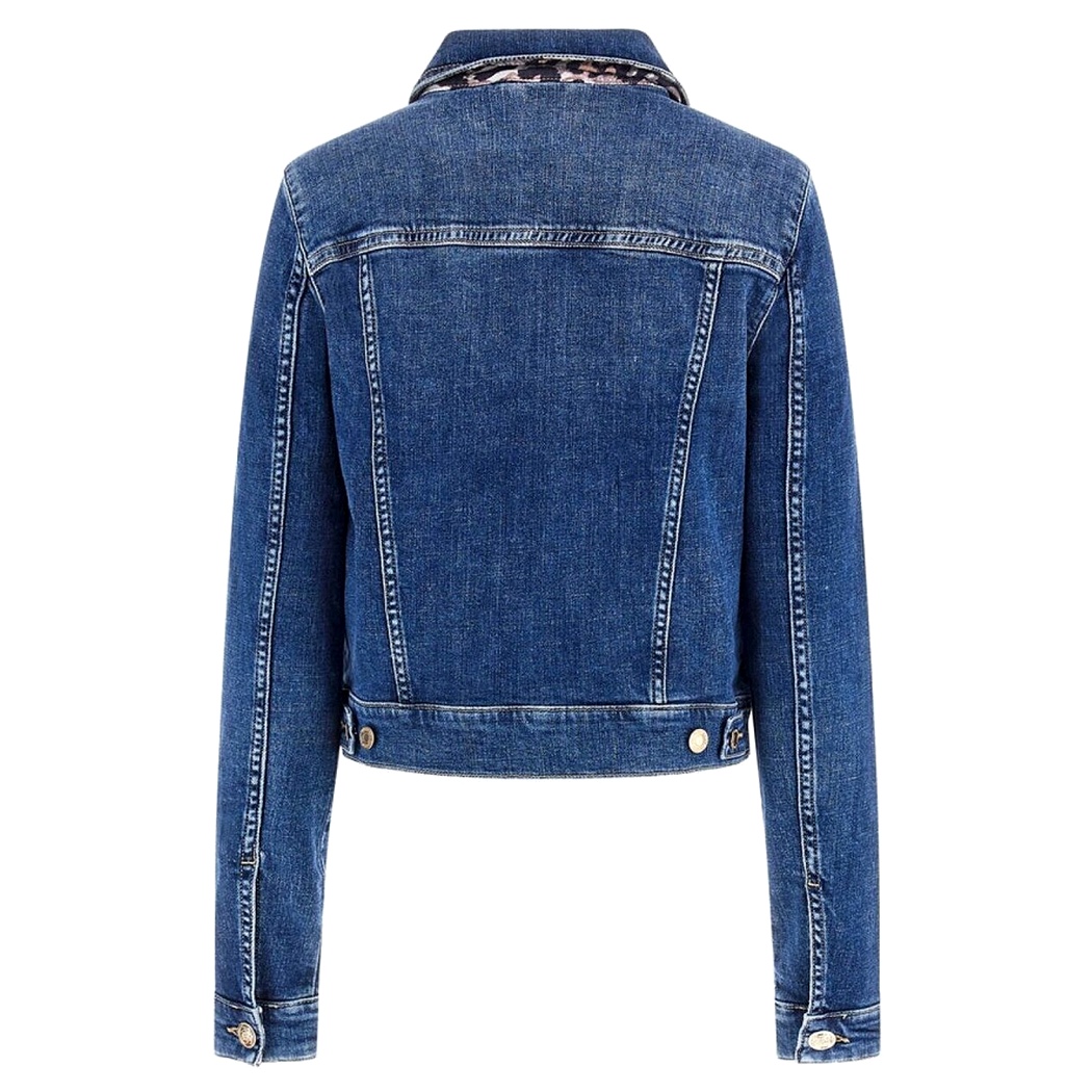 GUESS GIUBBINO DONNA JEANS CORTO GIACCA STRETCH BOTTONI ORO DENIM W4RN01D5921