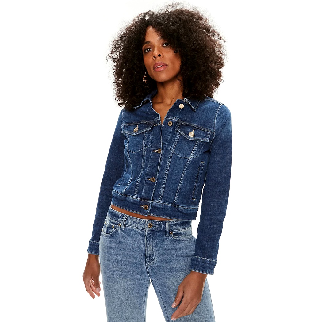 GUESS GIUBBINO DONNA JEANS CORTO GIACCA STRETCH BOTTONI ORO DENIM W4RN01D5921