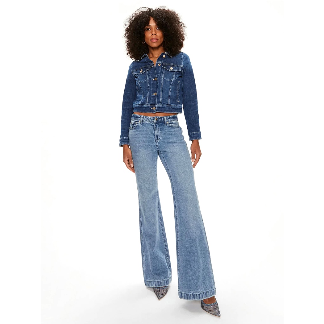 GUESS GIUBBINO DONNA JEANS CORTO GIACCA STRETCH BOTTONI ORO DENIM W4RN01D5921