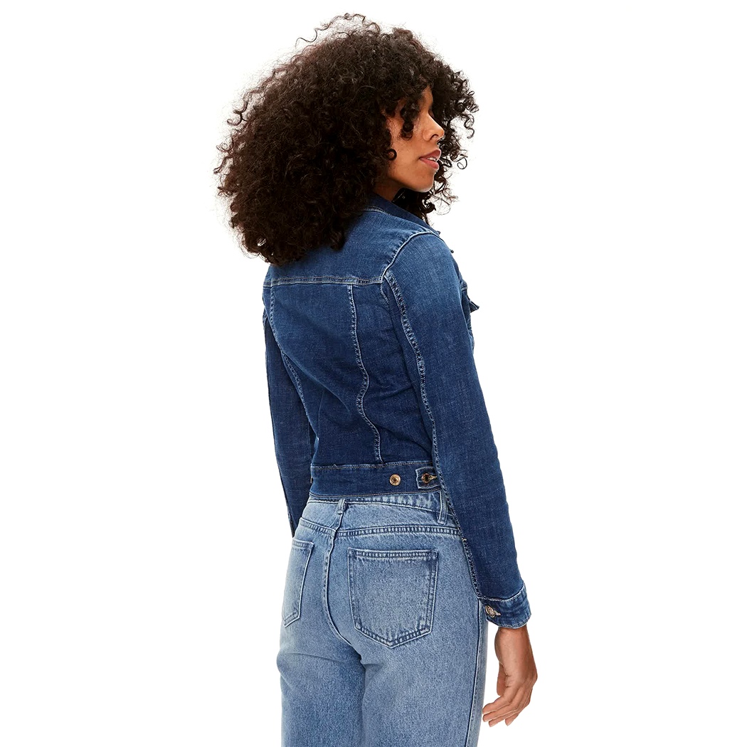 GUESS GIUBBINO DONNA JEANS CORTO GIACCA STRETCH BOTTONI ORO DENIM W4RN01D5921