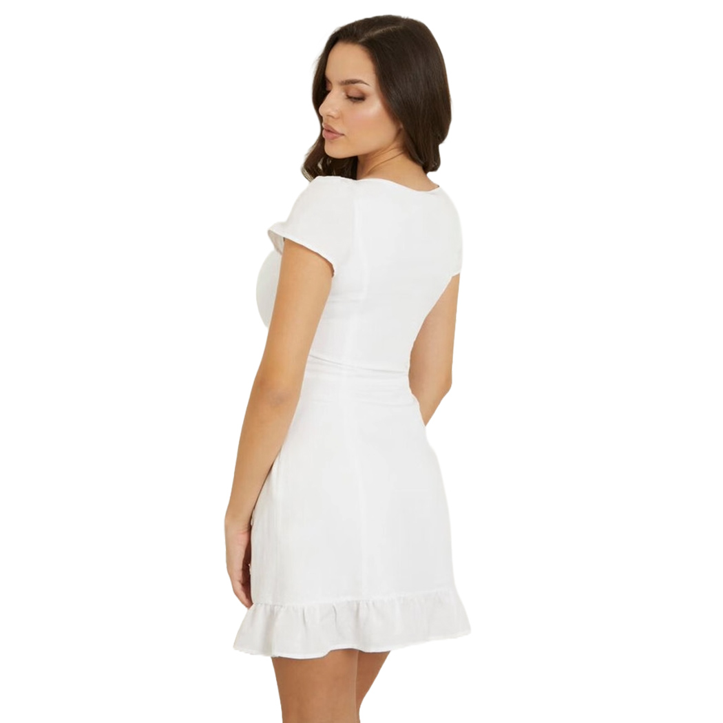 GUESS ABITO DONNA RAGAZZA DRESS MISTO LINO GIRL VESTITO SEXY TUBINO W4GK98WG7B0