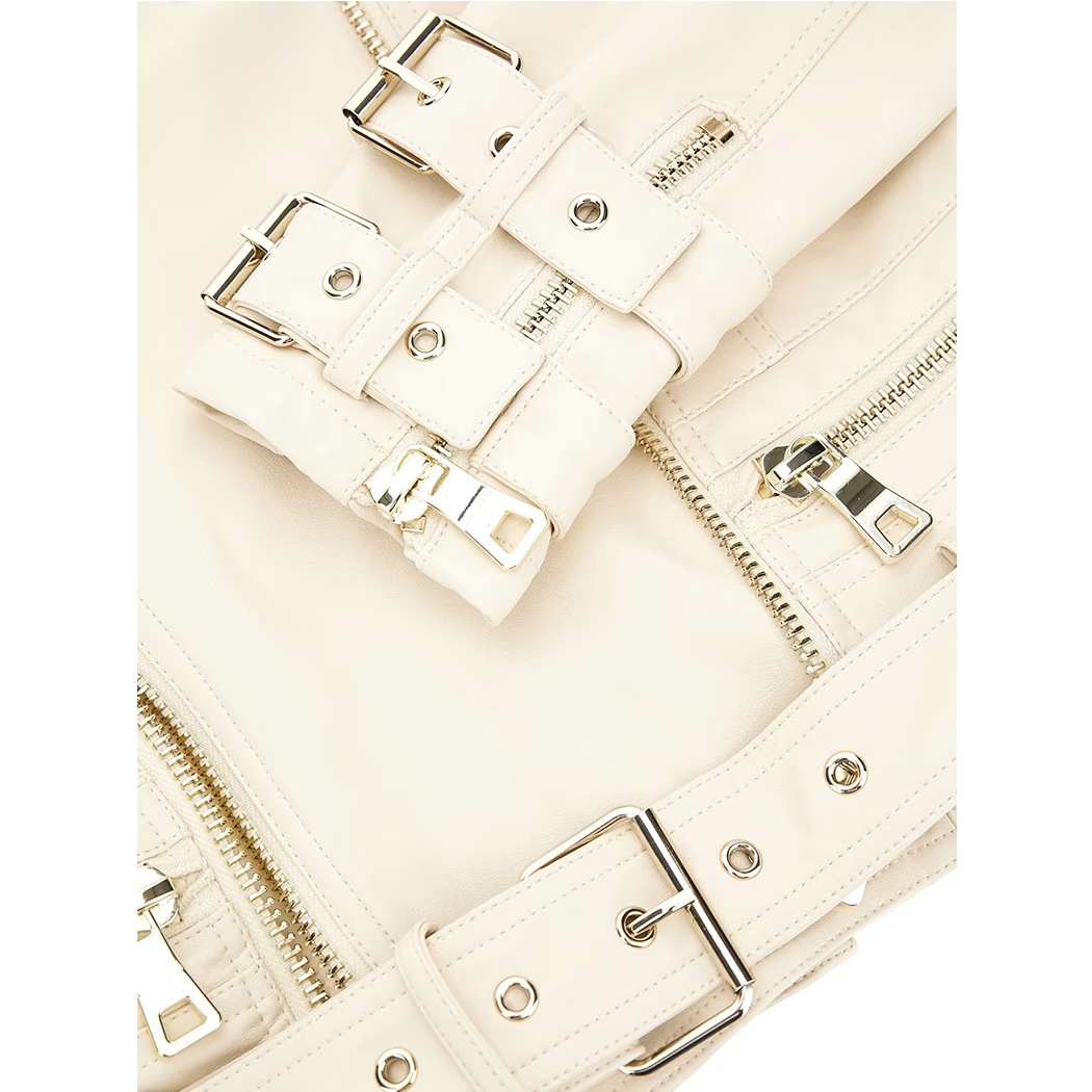 GUESS GIACCA GIUBBINO DONNA GIRL BIKER CORTO GIACCA SIMILPELLE ZIP W3BL93K8S30