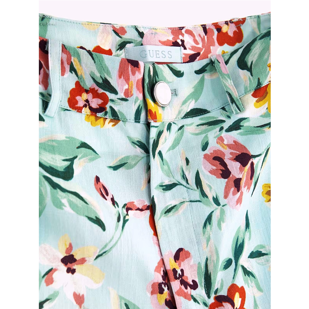 GUESS PANTALONI DONNA VISCOSA FIORI FLOREALE RELAXED STRETCH W4GB30WG4G0