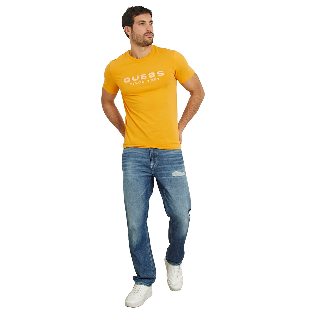 GUESS T-SHIRT UOMO MAGLIA COTONE JERSEY STRETCH LOGO FRONTALE M4GI61J1314