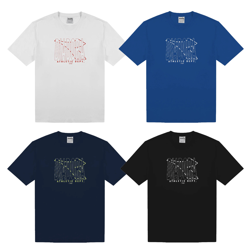 DIADORA T-SHIRT SS TWO TIMES BIG LOGO UOMO MAGLIA COTONE TINTA UNITA 102.180402