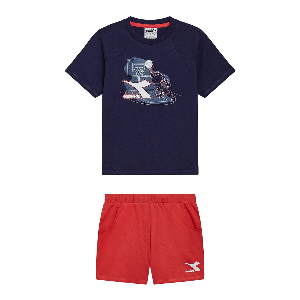DIADORA JB.SET SS RIDDLE COMPLETO COTONE BAMBINO T-SHIRT PANTALONCINI 102.180456