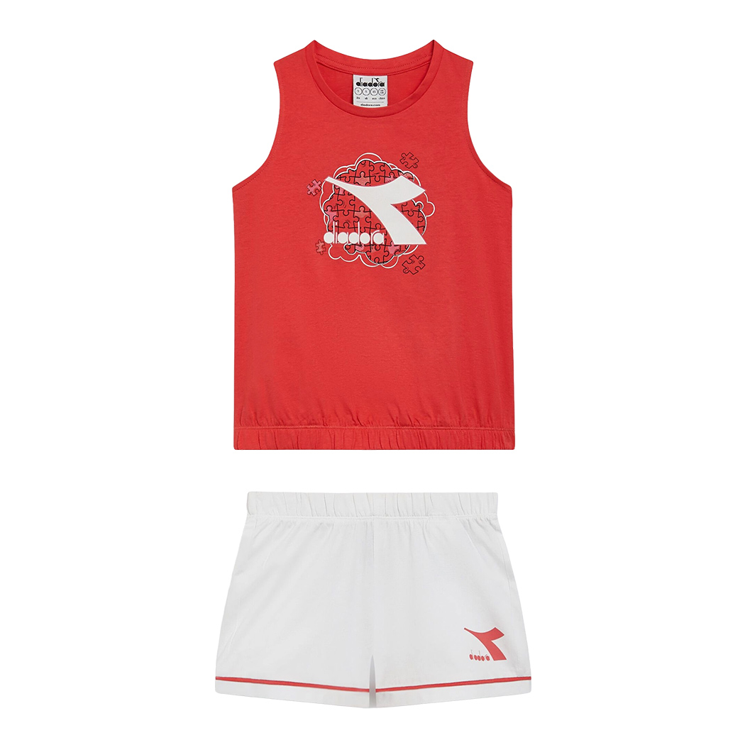 DIADORA JG.SET SS PUZZLES COMPLETO COTONE BIMBA CANOTTA PANTALONCINI 102.180462