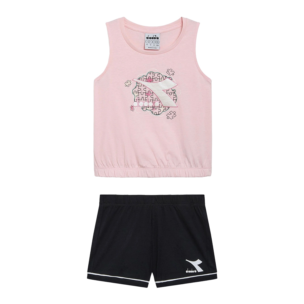 DIADORA JG.SET SS PUZZLES COMPLETO COTONE BIMBA CANOTTA PANTALONCINI 102.180462
