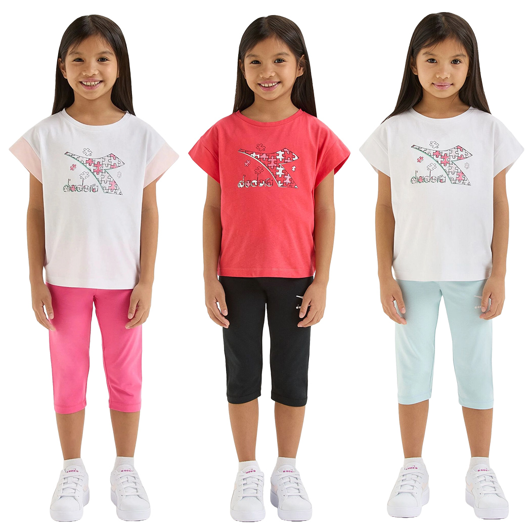 DIADORA JG. SET SS PUZZLES LOGO COMPLETINO SET BIMBA T-SHIRT LEGGINGS 102.180463