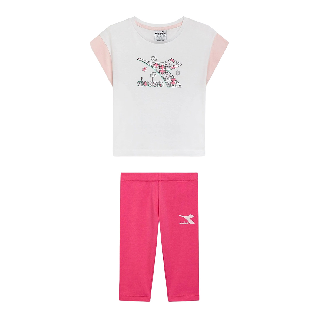 DIADORA JG. SET SS PUZZLES LOGO COMPLETINO SET BIMBA T-SHIRT LEGGINGS 102.180463