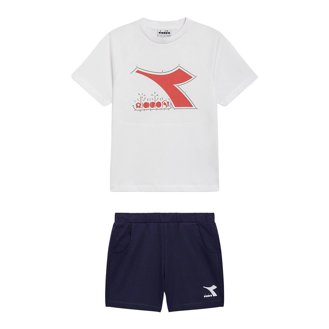 DIADORA JB.SET SS RIDDLE COMPLETO COTONE BAMBINO T-SHIRT PANTALONCINI 102.180455
