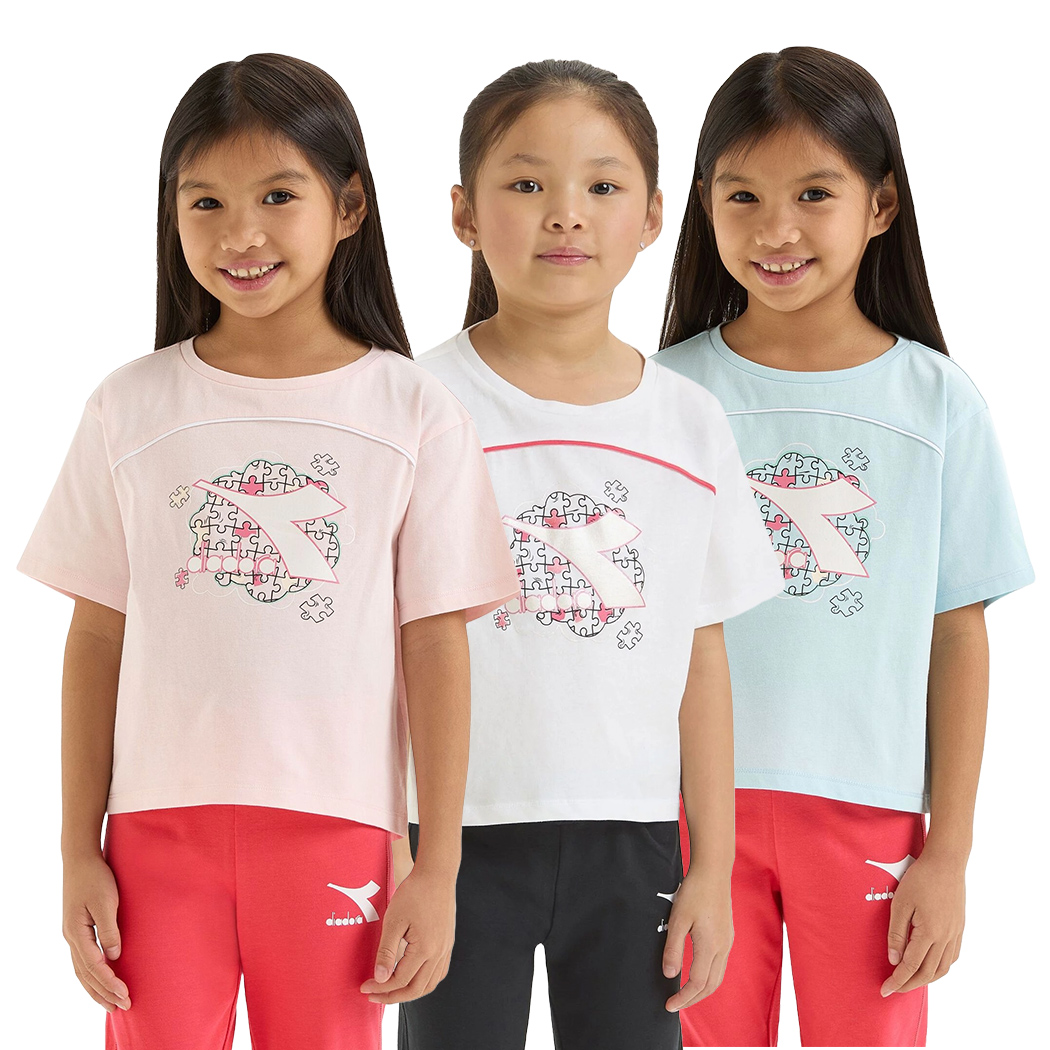 DIADORA JG.T-SHIRT SS PUZZLES MAGLIA BAMBINA COTONE SPORT REGULAR 102.180460