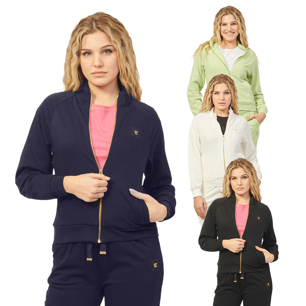 YES-ZEE FELPA SWEATSHIRT MAGLIA MANICA RAGLAN FULL ZIP DONNA GIRL F419/SN00