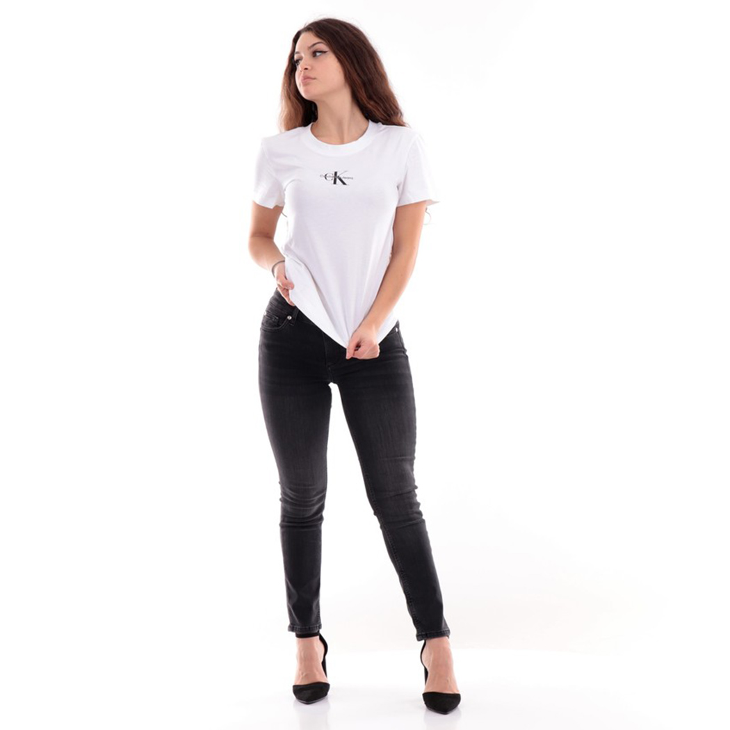 CALVIN KLEIN JEANS T-SHIRT MONOGRAMMA SLIM DONNA LOGO STRECH MAGLIA J20J222564