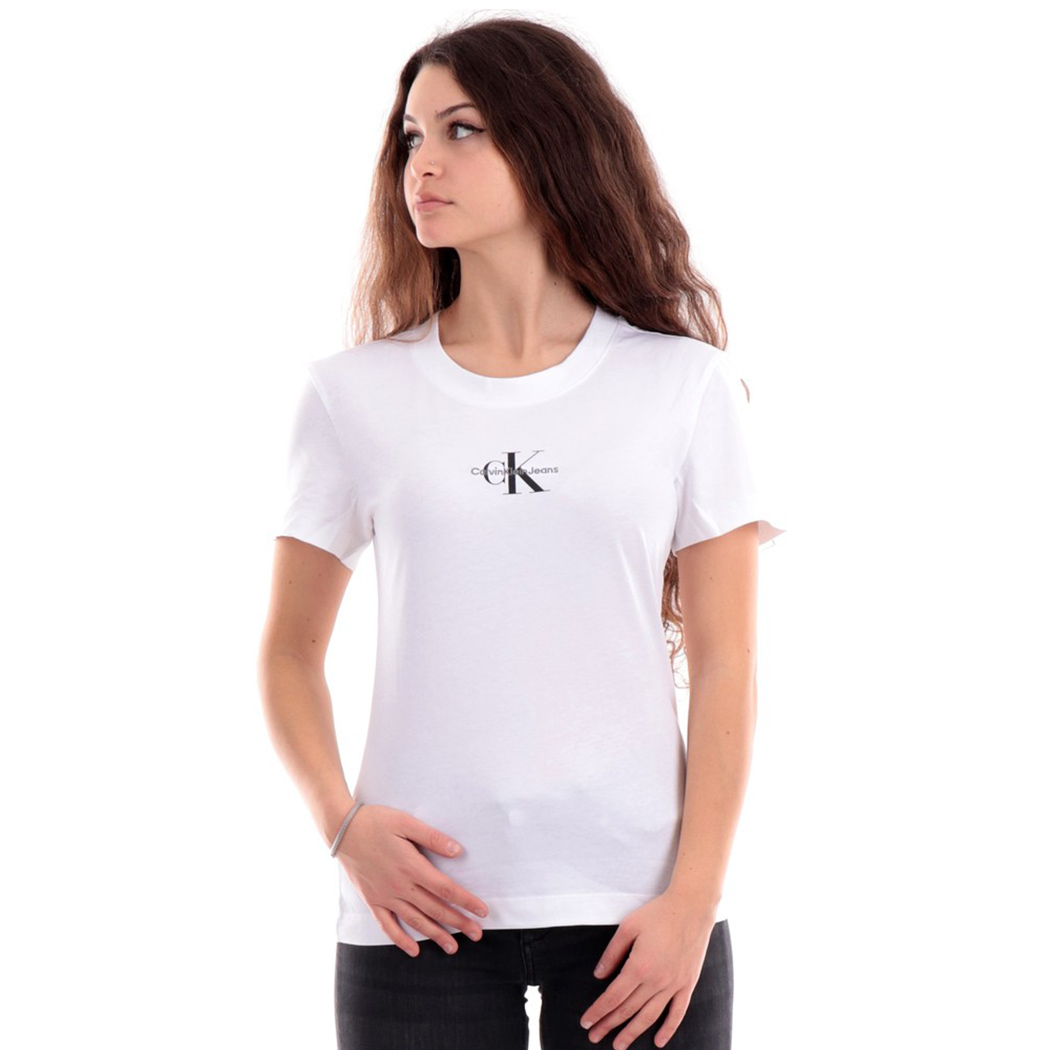 CALVIN KLEIN JEANS T-SHIRT MONOGRAMMA SLIM DONNA LOGO STRECH MAGLIA J20J222564