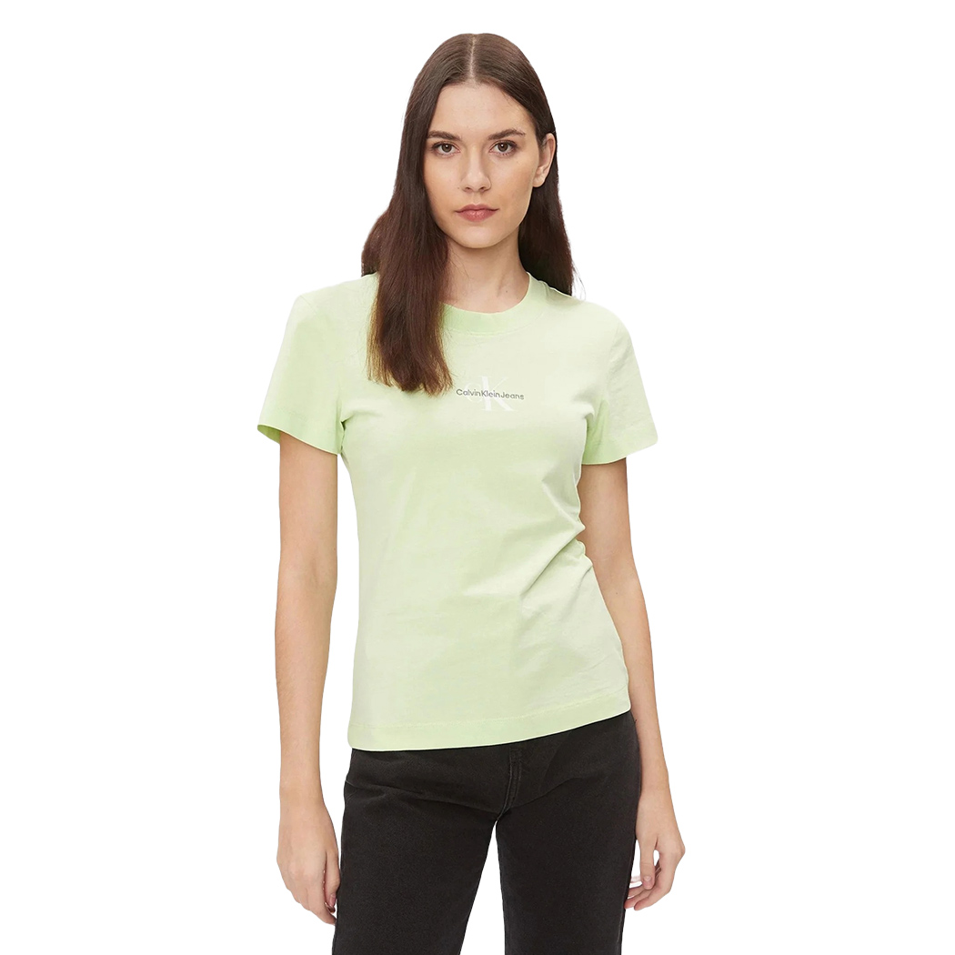 CALVIN KLEIN JEANS T-SHIRT MONOGRAMMA SLIM DONNA LOGO STRECH MAGLIA J20J222564