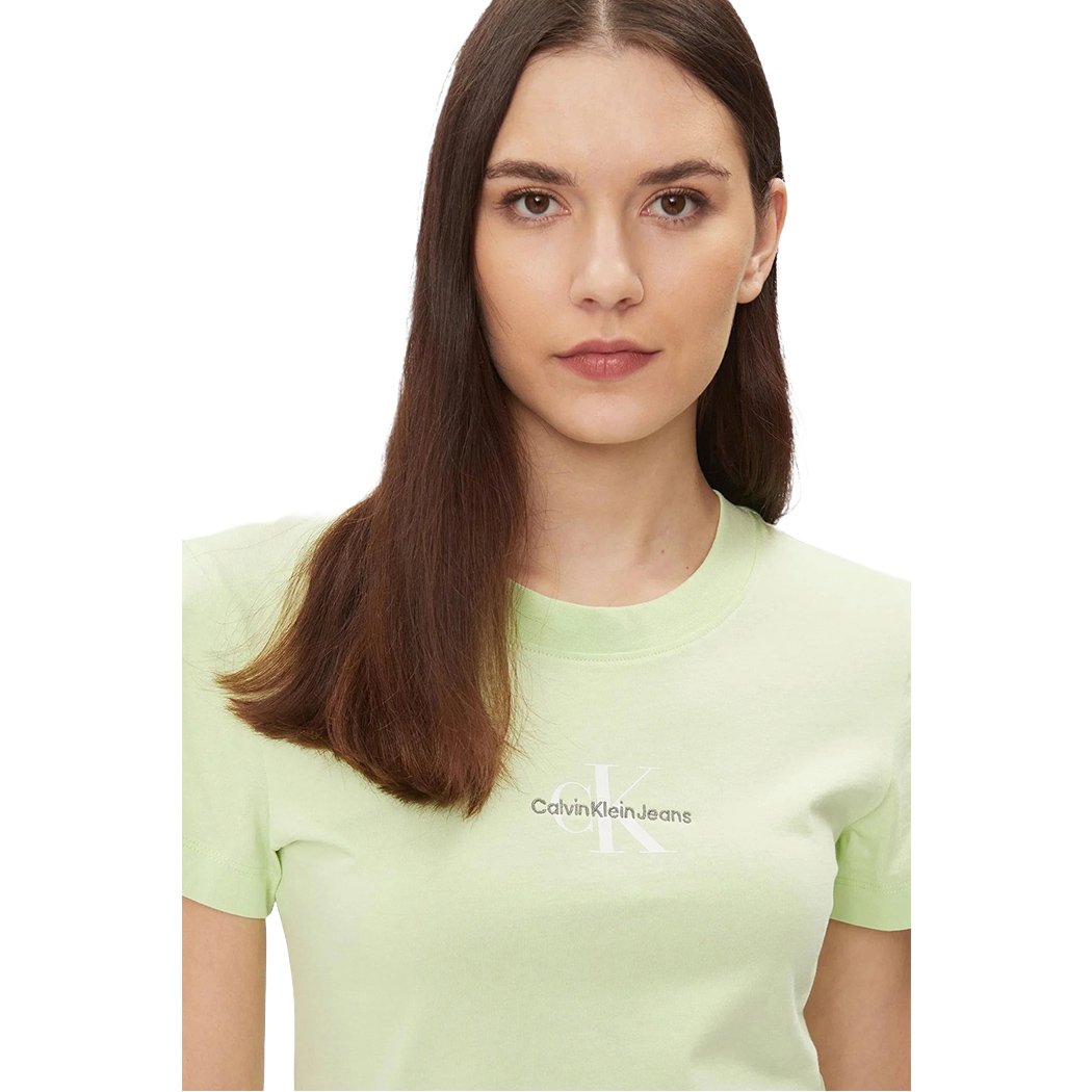 CALVIN KLEIN JEANS T-SHIRT MONOGRAMMA SLIM DONNA LOGO STRECH MAGLIA J20J222564