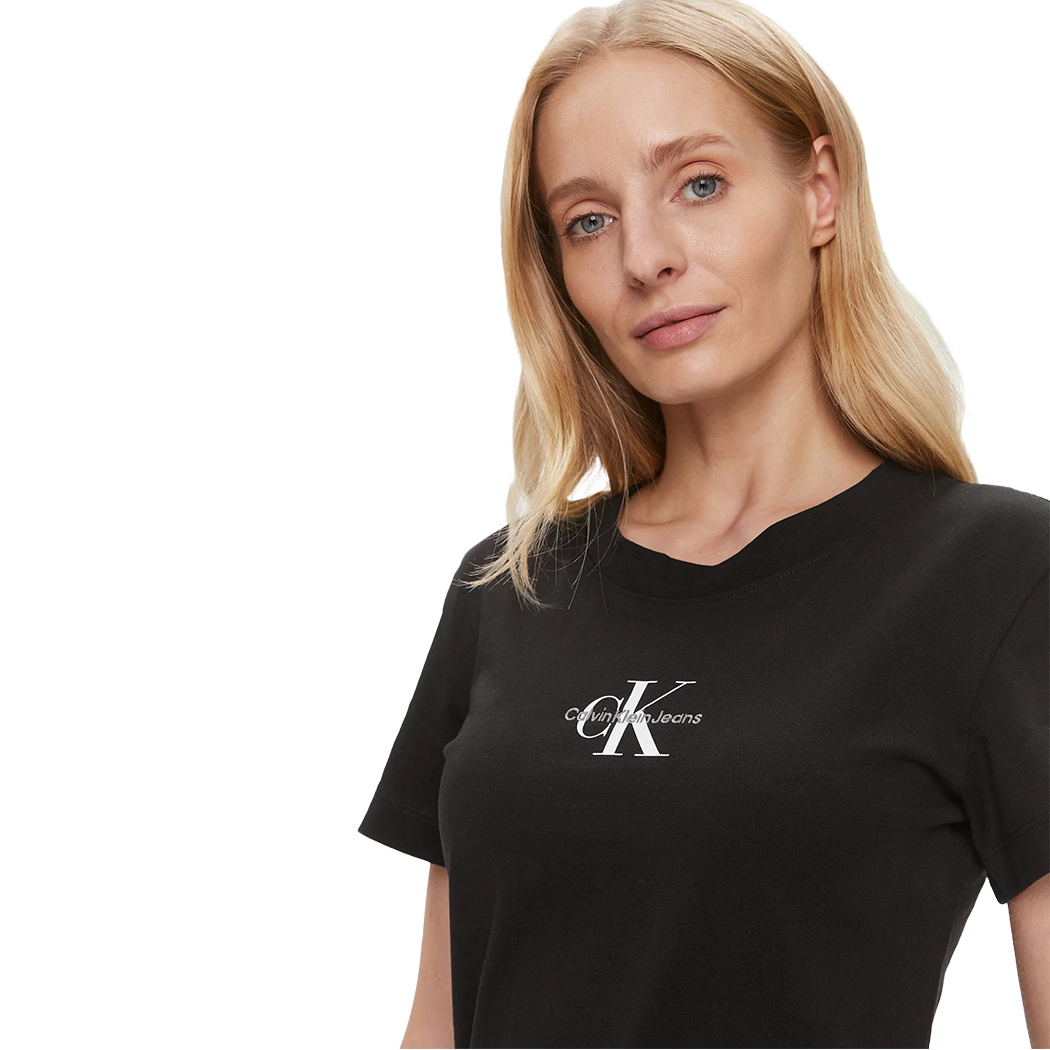 CALVIN KLEIN JEANS T-SHIRT MONOGRAMMA SLIM DONNA LOGO STRECH MAGLIA J20J222564