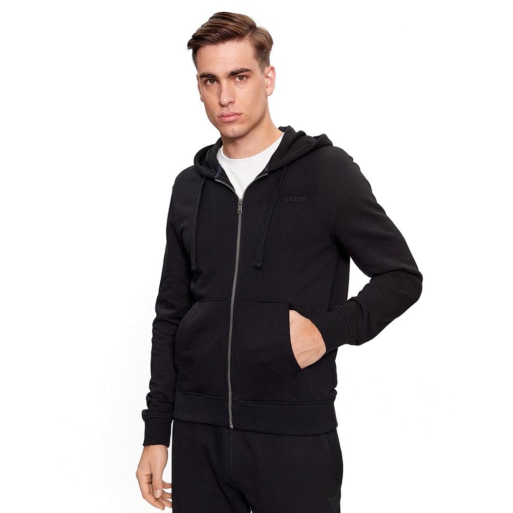 GUESS FELPA UOMO PRIMAVERILE GARZATA FULL ZIP CAPPUCCIO MAGLIA SPORT M4RQ48KBK32