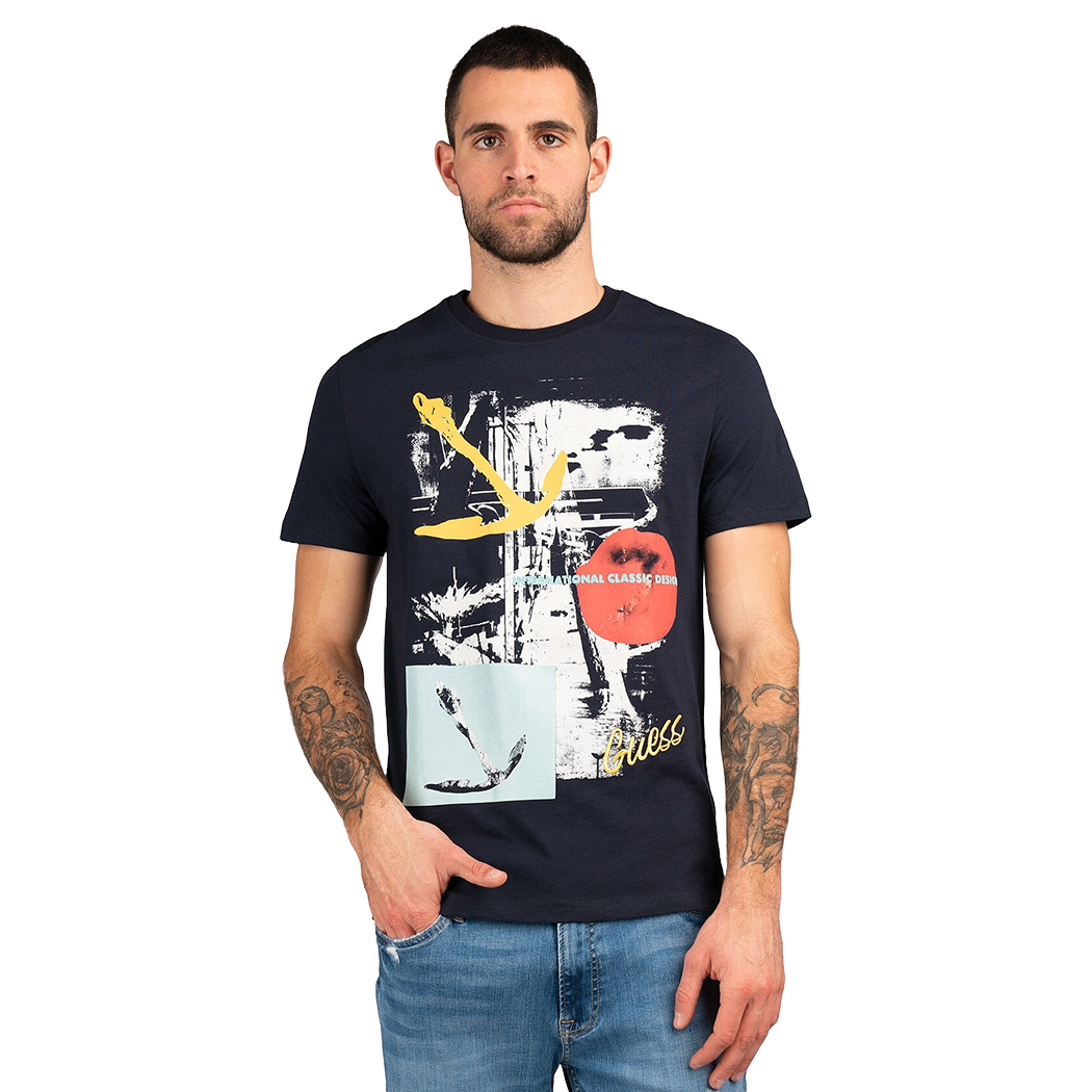 GUESS T-SHIRT UOMO BOY MAGLIA COTONE LOGO STAMPA FANTASIA M4GI25K6XN4