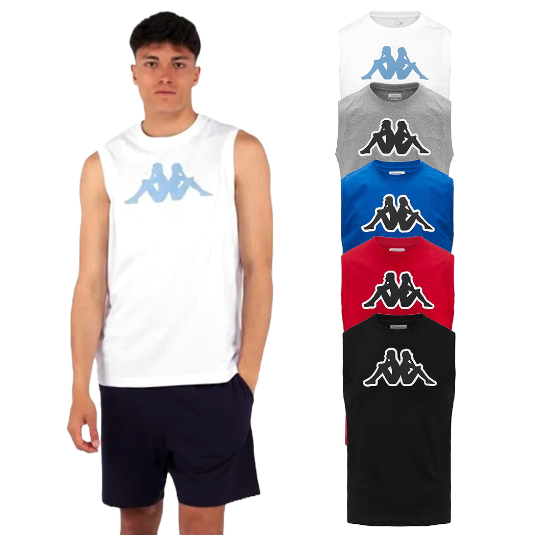 KAPPA LOGO DWAL CANOTTA UOMO JERSEY T-SHIRT SMANICATO COTONE SPORT 30368S0