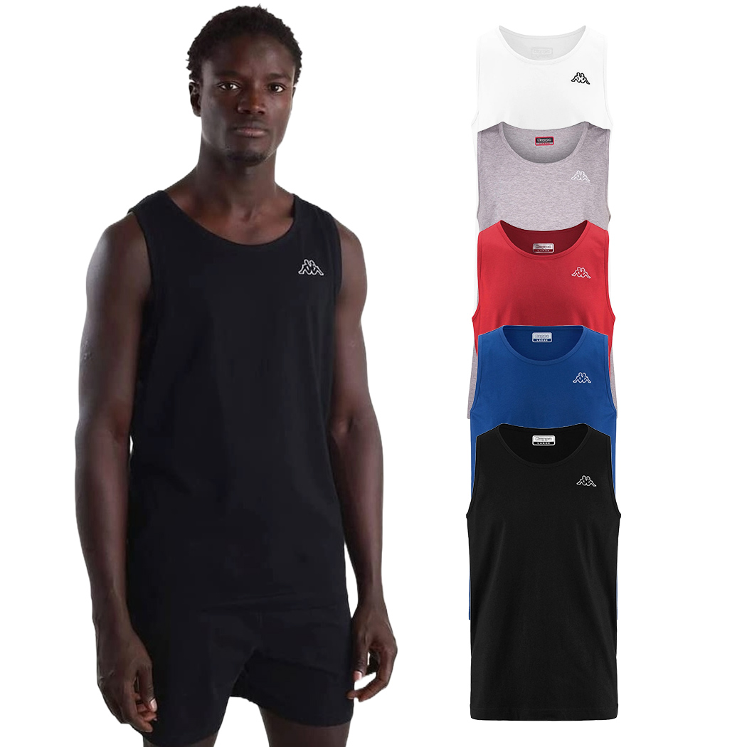 KAPPA LOGO GATAN CANOTTA UOMO JERSEY T-SHIRT SMANICATO COTONE SPORT 303HZ90