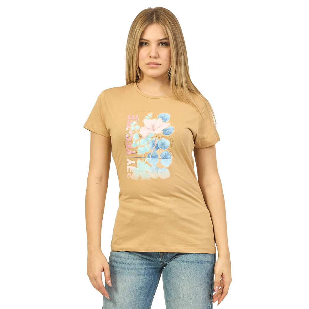 YES-ZEE T-SHIRT DONNA RAGAZZA GIRL MAGLIA LOGO MAGLIETTA COTONE FIORI T222/T901