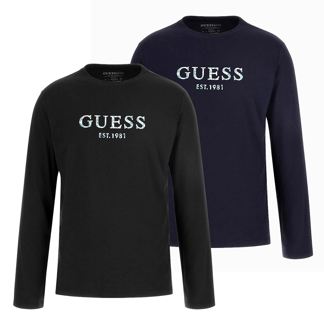 GUESS T-SHIRT UOMO MAGLIA COTONE MANICA LUNGA SPORT STRETCH BASIC M4YI39J1314