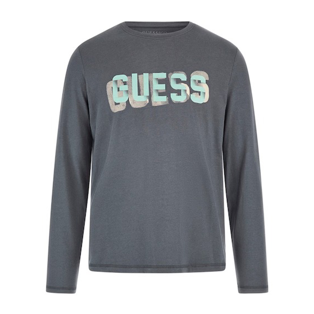 GUESS T-SHIRT UOMO MAGLIA COTONE MANICA LUNGA STRETCH BASIC LOGO M4YI16I3Z14