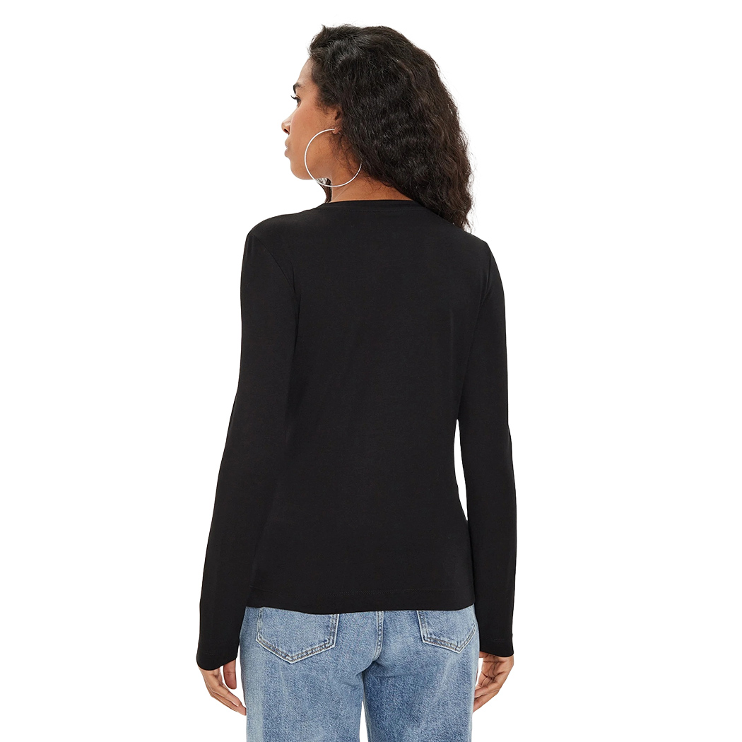 GUESS T-SHIRT MAGLIA MAGLIETTA DONNA LOGO FRONTALE STRASS ARGENTO W4YI75J1314