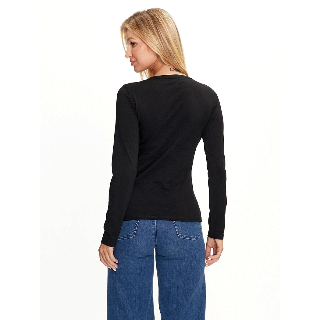 GUESS T-SHIRT MAGLIA MAGLIETTA DONNA LOGO FRONTALE STRASS ARGENTO W4YI33I3Z14