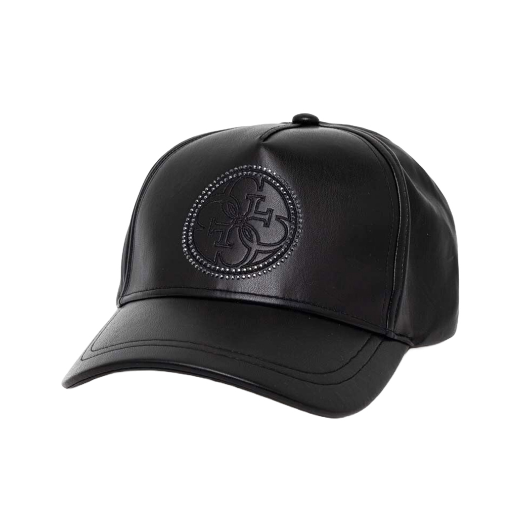 GUESS BERRETTO DONNA IN ECOPELLE LOGO FRONTALE CON STRASS CAPPELLO W4YZ01WF8Q0