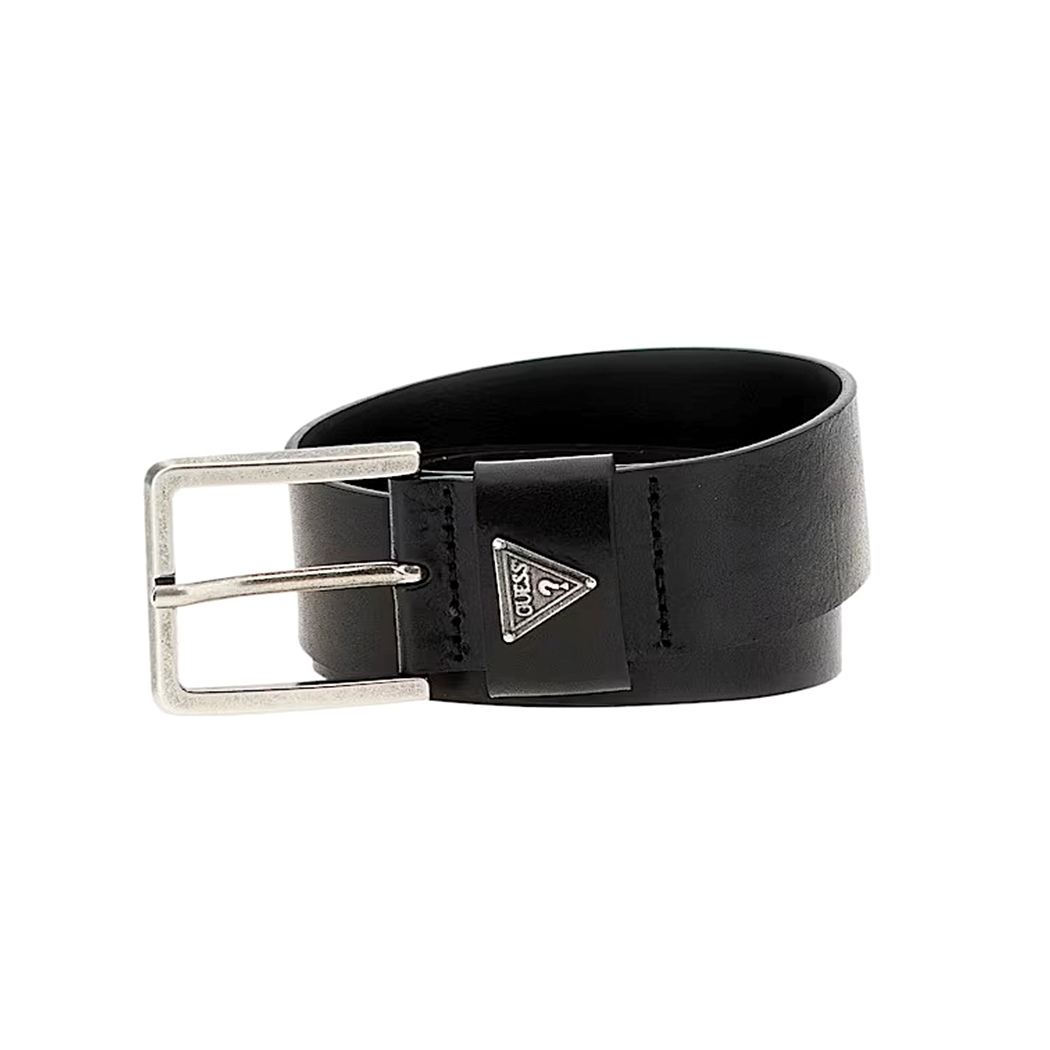 GUESS CINTURA UOMO LOGO APPLICATO VERA PELLE FIBBIA BELT BOY CINTA M4YZ16L0UO0