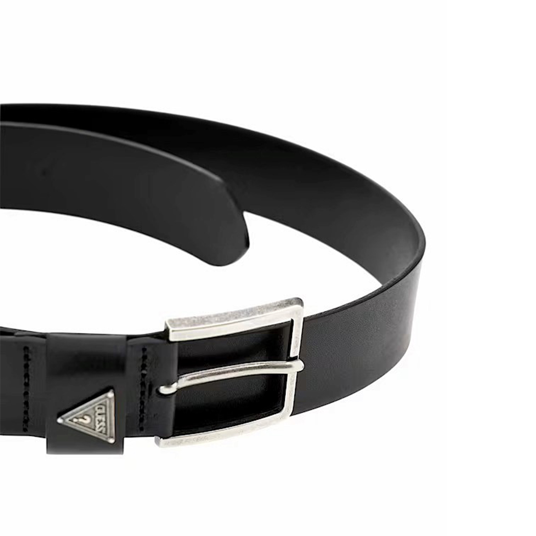 GUESS CINTURA UOMO LOGO APPLICATO VERA PELLE FIBBIA BELT BOY CINTA M4YZ16L0UO0