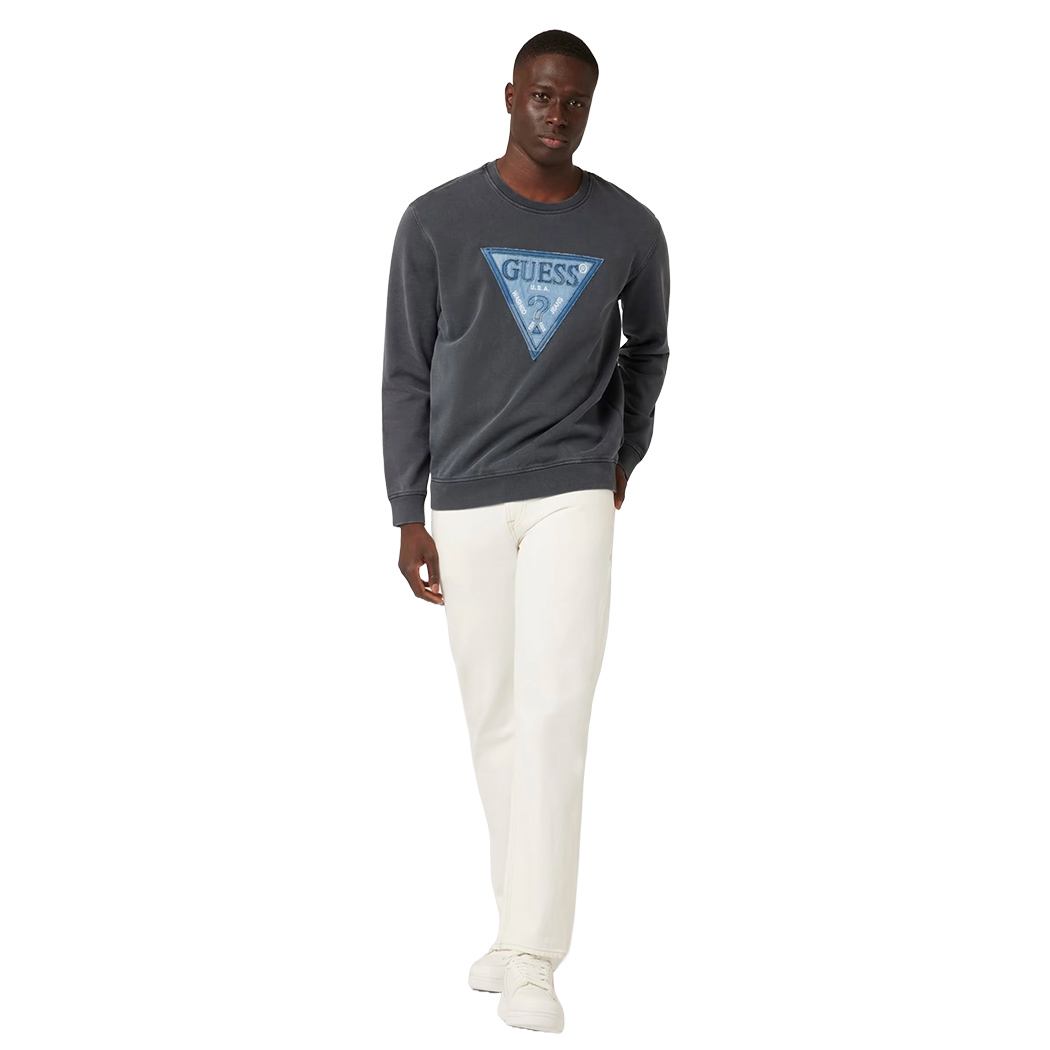 GUESS FELPA UOMO FRENCH TERRY PATCH LOGO FRONTALE COTONE INVERNALE M4BQ17KCIF1