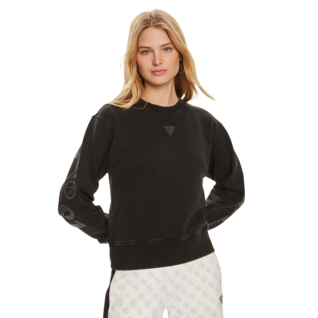 GUESS FELPA DONNA INVERNALE APPLICAZIONI POSTERIORI STRASS MAGLIA W4YQ17KC8I0