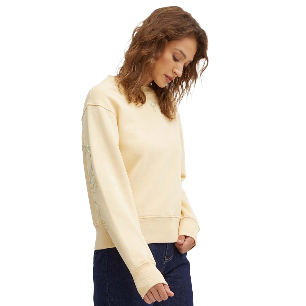 GUESS FELPA DONNA INVERNALE APPLICAZIONI POSTERIORI STRASS MAGLIA W4YQ17KC8I0