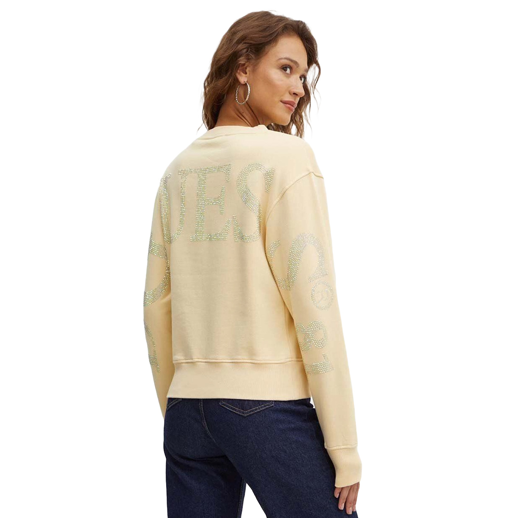 GUESS FELPA DONNA INVERNALE APPLICAZIONI POSTERIORI STRASS MAGLIA W4YQ17KC8I0