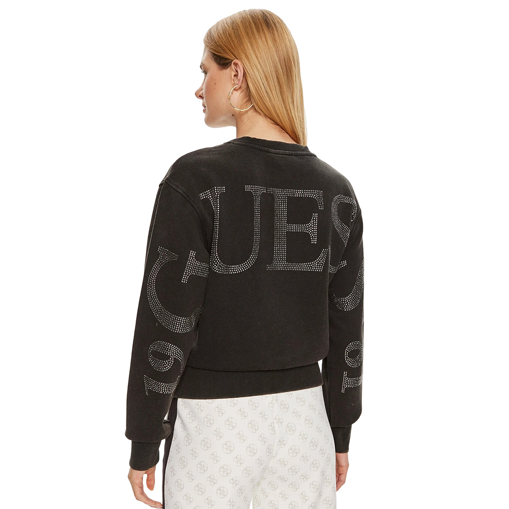 GUESS FELPA DONNA INVERNALE APPLICAZIONI POSTERIORI STRASS MAGLIA W4YQ17KC8I0