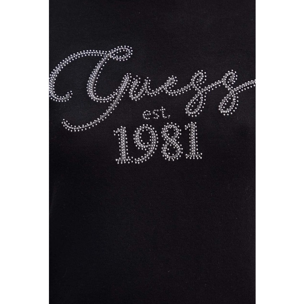 GUESS MAGLIA DONNA MANICA CORTA INVERNALE LOGO FRONTALE CON BORCHIE W4YR33Z2NQ2