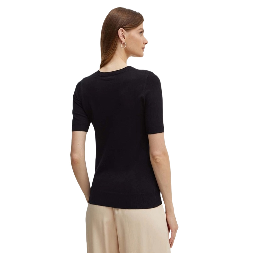 GUESS MAGLIA DONNA MANICA CORTA INVERNALE LOGO FRONTALE CON BORCHIE W4YR33Z2NQ2