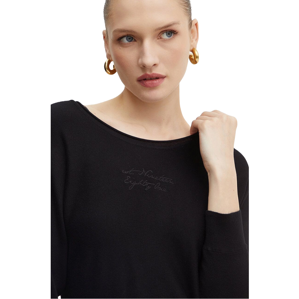 GUESS MAGLIA MAGLIONE DONNA MAEVE LOGO PAILLETTES VISCOSA INVERNALE W4YR34Z2NQ2