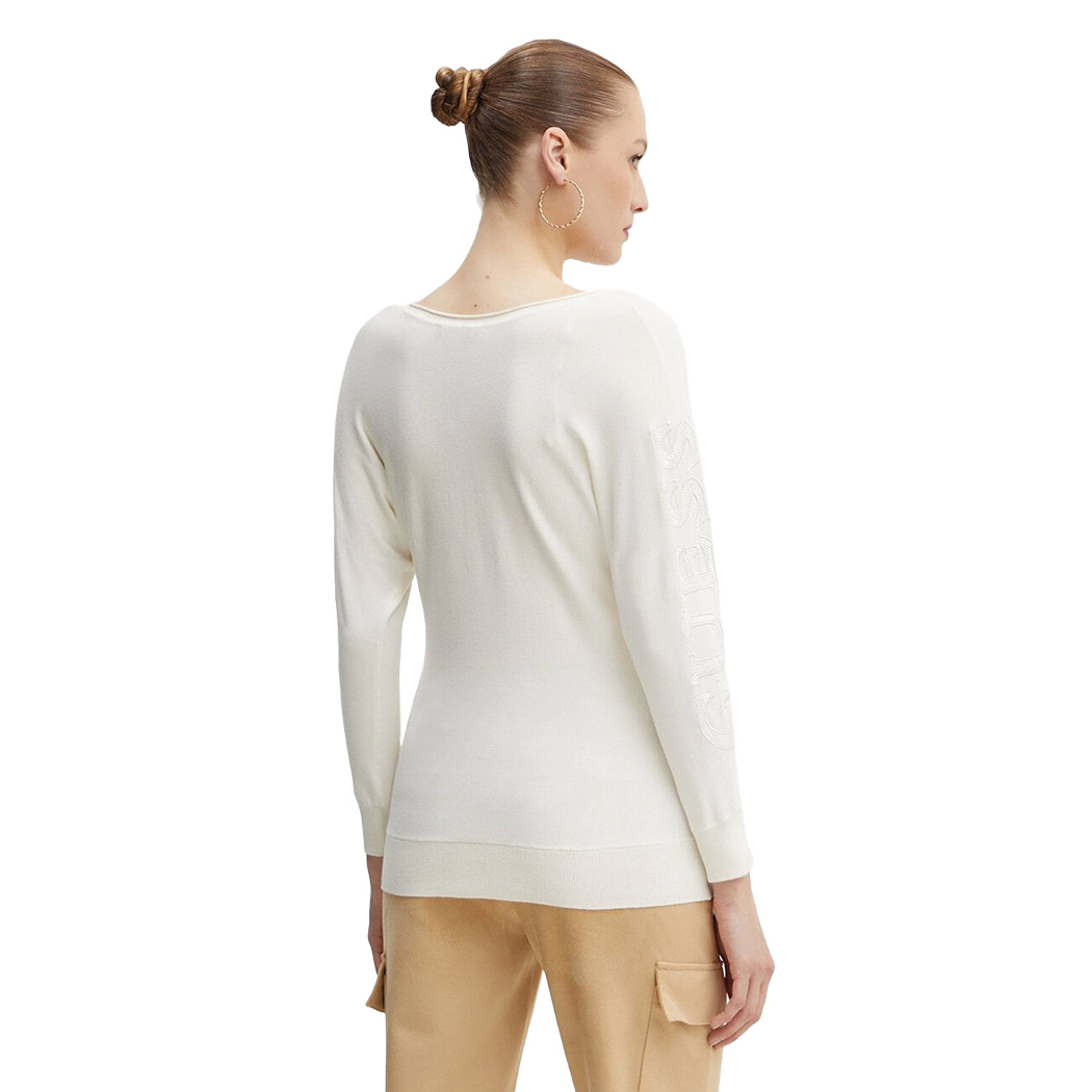 GUESS MAGLIA MAGLIONE DONNA MAEVE LOGO PAILLETTES VISCOSA INVERNALE W4YR34Z2NQ2