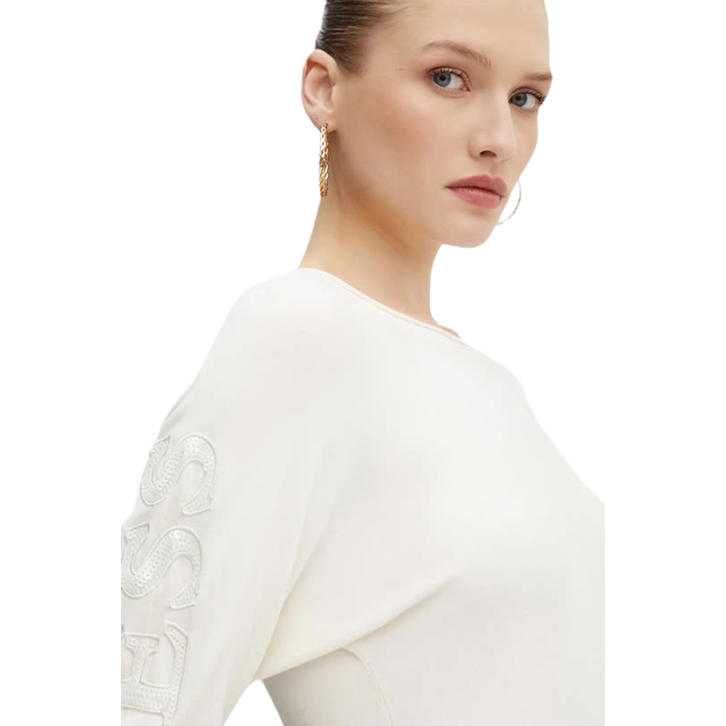 GUESS MAGLIA MAGLIONE DONNA MAEVE LOGO PAILLETTES VISCOSA INVERNALE W4YR34Z2NQ2