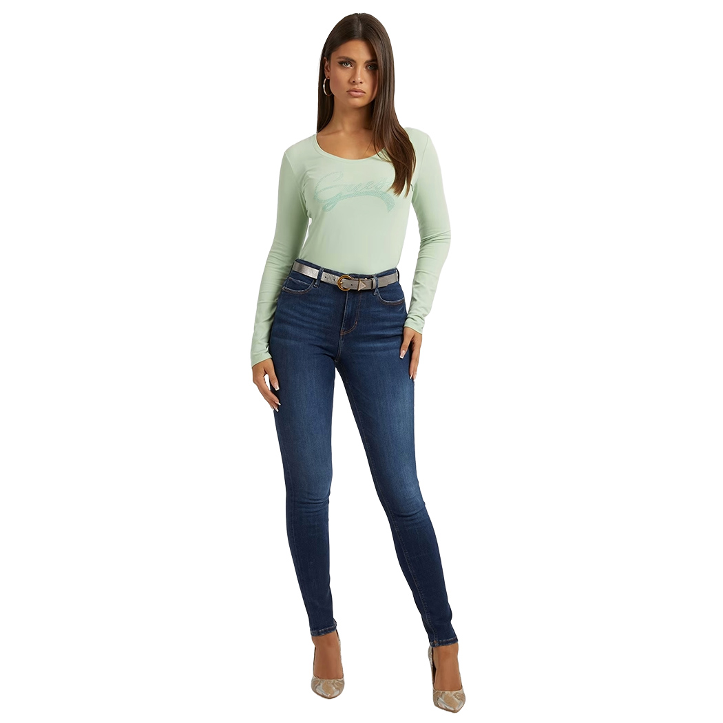 GUESS JEANS CURVE PANTALONI DONNA SKINNY STRETCH SLIM FIT VITA ALTA W2YA46D4Q03